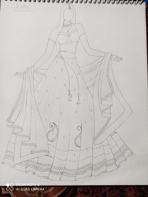 Croquis, Lehanga Drawing Design, Indian Dress Sketch, Party Wear Illustration Sketches, Dresses Painting, Garment Illustration, Super Easy Drawings, Wedding Dress Illustrations, Croquis Fashion