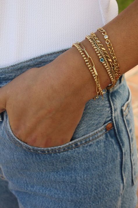 Gold Bracelets Stacked, Gold Beaded Bracelet, Wrist Jewelry, Handle With Care, Jewelry Accessories Ideas, Gold Bead Bracelets, Dope Jewelry, Jewelry Fashion Trends, Classy Jewelry