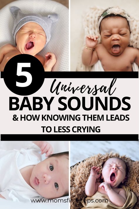 Did you know that all young infants use the same reflexive universal baby sounds (also called Dunstan Baby Language!), and that learning to understand what these sounds mean can make life with a newborn SO much easier? This article teaches you the 5 most important universal baby sounds to know and gives tips for how to use Dunstan Baby Language to meet your baby's needs faster and with less crying. Newborn Cries Meaning, Different Baby Cry Sounds, Baby Cries Meaning Sounds, Baby Crying Sounds Meaning, Baby Sounds Meaning, Dunstan Baby Language, Newborn Wont Sleep, Crying Sound, Life With A Newborn