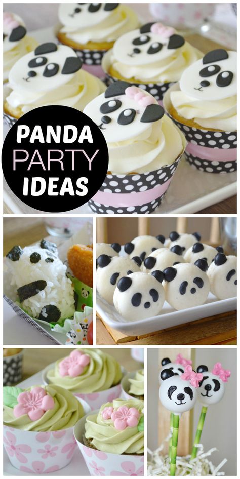 An adorable Panda tea party for a girl birthday with cute bento boxes, macarons, and cupcakes!  See more party ideas at CatchMyParty.com! Panda Party Ideas, Panda Themed Party, Panda Food, Bolo Panda, Panda Baby Showers, Panda Birthday Party, Cute Bento Boxes, Panda Birthday, Cute Bento