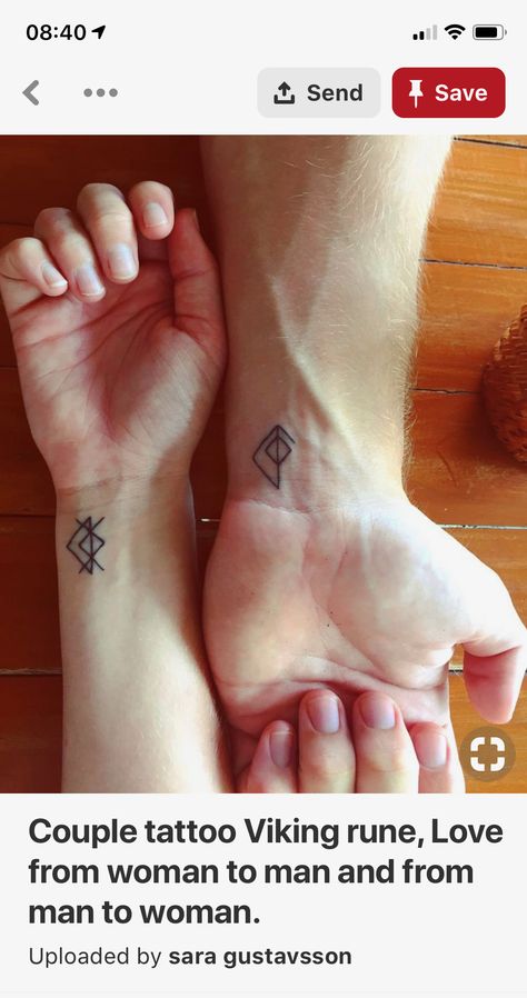 Greek Mythology Couple Tattoos, Nordic Couple Tattoo, Viking Symbol For Love, Norwegian Tattoo, T Rex Tattoo, Marriage Tattoos, Pair Tattoos, Partner Tattoos, Husband Tattoo