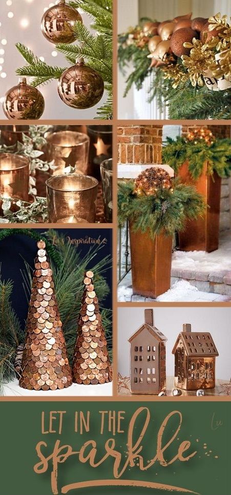 Copper Christmas Table, Copper Christmas Decor, Christmas Color Schemes, Christmas Tree Colour Scheme, Hotel Christmas, Xmas Decorations Diy, Christmas Colour Schemes, Copper Christmas, Christmas Apartment