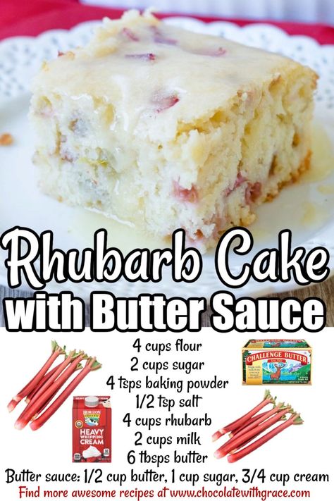 Sauce For Cake, Rhubarb Butter, Cranberry Cake Recipe, Rhubarb Cake Recipes, Butter Cream Sauce, Rhubarb Sauce, Cranberry Cake, Rhubarb Desserts, Rhubarb Cake