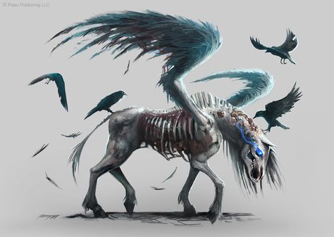 paizopublishing - DeviantArt Skeleton Horse, Dark Creatures, Fantasy Horses, Fantasy Beasts, Unicorn Art, Fantasy Monster, Fantasy Creatures Art, Mythical Creatures Art, Mythological Creatures