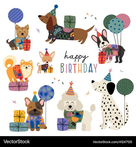 Fancy Dogs, Cute Dog Illustration, Pomeranian Breed, Birthday Vector, Happy Store, Pet Birthday, Birthday Dog, Fancy Dog, Cat Birthday Party