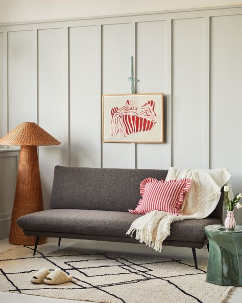 Give your guests a comfortable place to stay without compromising space and style with the Dark Grey Sofa Bed. With a pull-out mechanism that effortlessly transforms into a bed, your guests will always have a cosy space to sleep. Shop our sofa bed in our new arrivals ✨ #sofabed #guest #guestroom #guesthouse #bedroomstyling #neutralhome #neutralbedroom #bedroominspo #ihavethisthingwithhome #furniture #homewares #print #poster #posterdesigns Dark Grey Sofa Bed, Style A Grey Sofa, Dark Grey Sofa Styling, Home Office With Sofa Bed, Grey Sofa Styling, Office With Sofa Bed, Home Office With Sofa, Living Room Without Sofa, Gray Sofa Styling