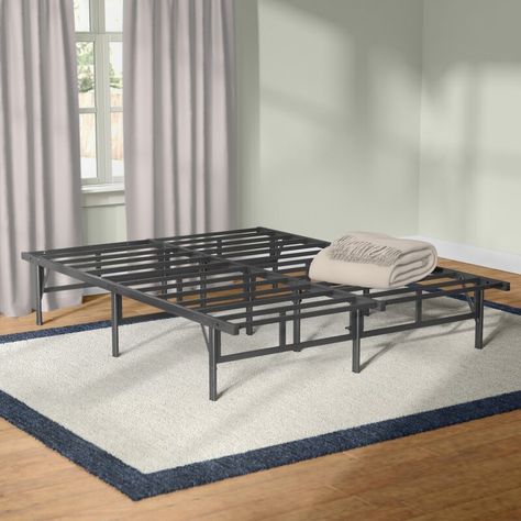 Alwyn Home Higbee 14'' Bed Frame & Reviews | Wayfair Bed Frame Sets, Bed Frame Sizes, Steel Bed Frame, Bed Frame Design, Steel Bed, King Size Bed Frame, Traditional Bed, Mattress Foundation, Metal Bed