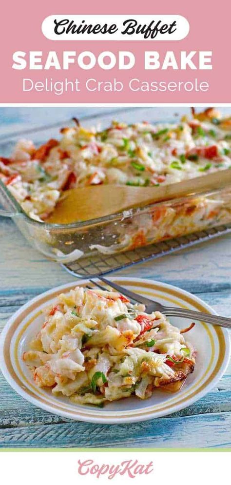 The best baked crab casserole with lobster and shrimp. It's creamy, cheesy and loaded with seafood flavors. Make Chinese buffet seafood bake delight with this easy copycat recipe and video. #crab #casserolerecipes #seafoodrecipes #chinesefood #copycat #copycatrecipes #lobster #shrimprecipes Chinese Food Buffet, Lobster And Shrimp, Crab Casserole, Chinese Seafood, Seafood Casserole Recipes, Baked Crab, Seafood Dish Recipes, Keto Shrimp, Themed Recipes