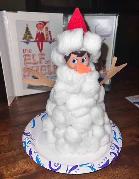 Elf And Snowman Ideas, Elf On The Shelf Melted Snowman, Melted Snowman Elf On The Shelf, Double Elf On The Shelf Ideas, Elf On The Shelf Snowman, Classroom Elf, Elf Snowman, Reception Class, Miniature Snowman