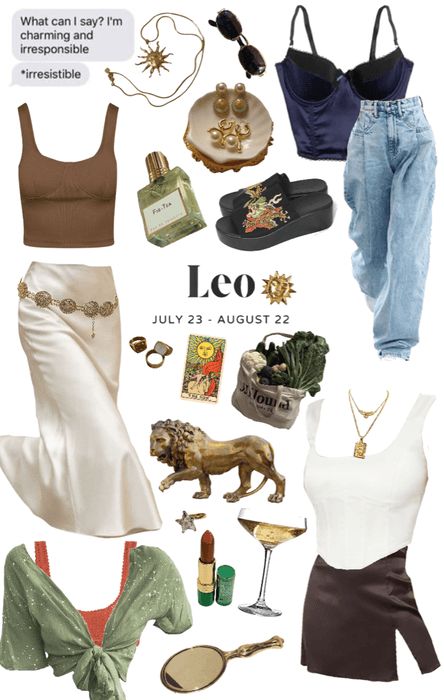 Leo Venus Dressing Style, Venus In Leo Aesthetic Outfit, Leo Style Aesthetic, Fire Sign Outfits, Leo Moon Outfits, Leo Rising Outfits Women, Lilith In Leo Outfits, Dressing Like Your Venus Sign Leo, Leo Zodiac Outfit Aesthetic