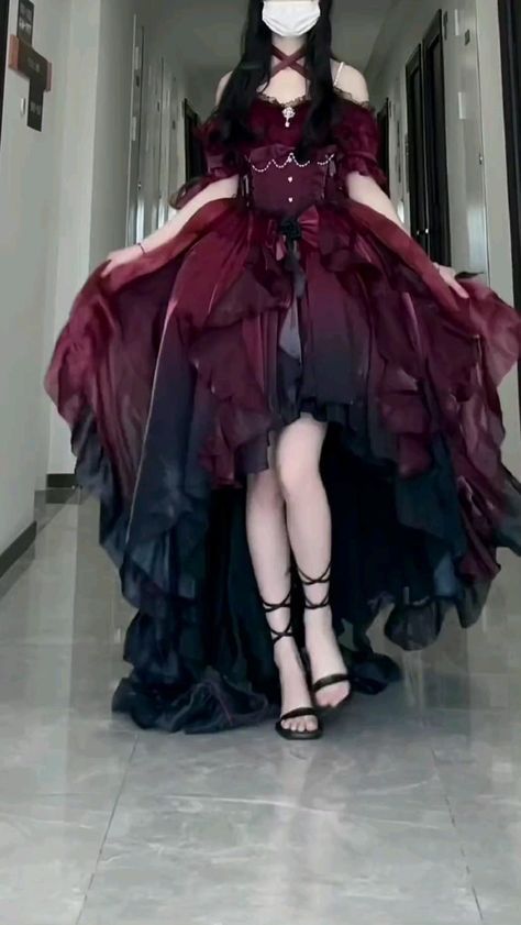 Lotila Fashion Outfits, Elvin Dresses, Open Stomach Dress, Anime Prom Dress, Types Of Goth Style, Villainess Outfit, Fairy Prom Dresses, Mystical Dresses, Demon Dress