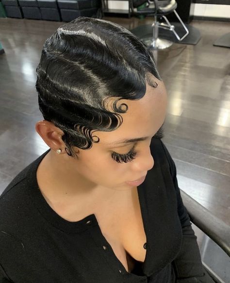 Waves Hair Styles, 360 Waves Hair, Twa Styles, Finger Waves Short Hair, Kort Bob, Waves Haircut, Finger Wave Hair, Finger Wave, Short Hair Waves