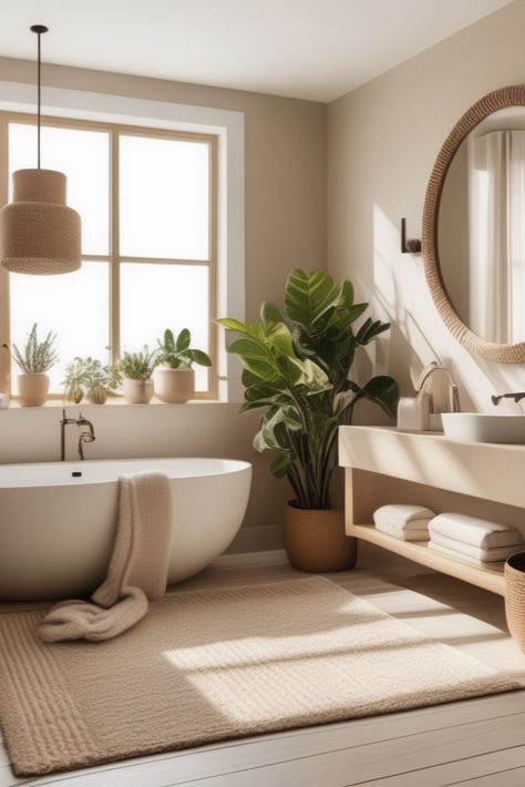 Neutral Bathroom Earthy Bathroom Design Ideas, Bathroom Interior Design Neutral, Bright And Earthy Bathroom, Australian Bathroom Design, Neutral Home Decor Ideas, Wrapped Bathroom, Bathroom Ideas Neutral Colors, Small Scandinavian Bathroom, Warm Neutral Bathroom