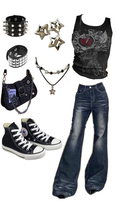 Emo Outfit Aesthetic, Emo Outfit, Street Style Outfits Casual, Punk Style Outfits, Trashy Outfits, Outfits 2000s, 2000 Fashion, Punk Emo, 2000s Fashion Outfits