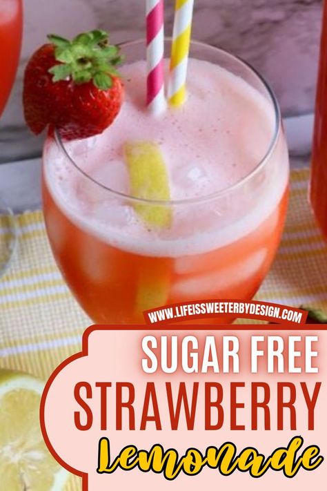 Taste the sweetness of life without the added sugar with this sugar free Strawberry Lemonade recipe. Sugar Free Punch Recipes, Homemade Strawberry Lemonade Recipe, Homemade Summer Drinks, Powdered Sugar Substitute, Homemade Strawberry Lemonade, Strawberry Lemonade Recipe, Cut Strawberries, Lemonade Recipe, Homemade Lemonade