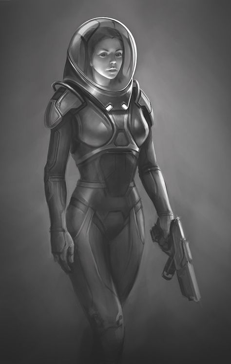 d_17, Oleg_ Ovigon on ArtStation at https://www.artstation.com/artwork/emXmX Sci Fi Soldier Character Art, Soldier Character Art, Character Art Female, Sci Fi Soldier, Soldier Character, Female Alien, Robot Suit, Traveller Rpg, Sci Fi Girl