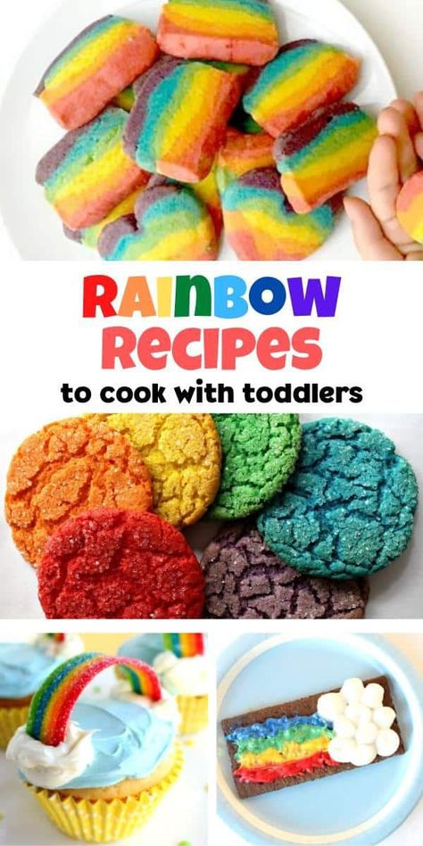 Snacks To Cook, Noah's Ark Snack, Recipes For Treats, Rainbow Recipes, Rainbow Baking, Cooking With Toddlers, Rainbow Snacks, Bake Sale Packaging, Rainbow Desserts