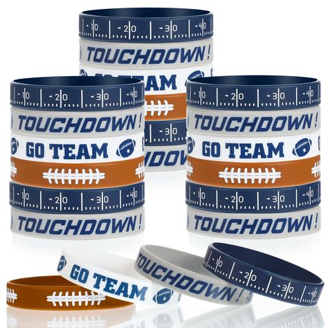 PRICES MAY VARY. Abundant to Share: you will receive a total of 32 football silicone bracelets with 4 different styles, and 8 pieces per style, sufficient quantity and assorted styles to satisfy your various decoration, replacement and sharing needs Comfortable to Wear: our football accessories made of quality silicone material, our are safe and reliable, light yet sturdy, soft and flexible, not easy to break or fade, and can be worn comfortably for a long time with confidence Distinctive Design Football Gift Bags For Players, Football Homecoming Gifts For Boys, Football Goodie Bags For Players, Football Goody Bag Ideas For Players, Football Treats For Players, Senior Gift Ideas High School Sports, Football Birthday Party Favors, Fan Party Favors, Football Treat Bags