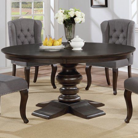 Round Dining Table, Brown Dining Table Brown, Round Kitchen Table, Diy Furniture Redo, Round Dining Room, Round Kitchen, Pink Living Room, Austin Homes, Parsons Chairs, Dining Table Black