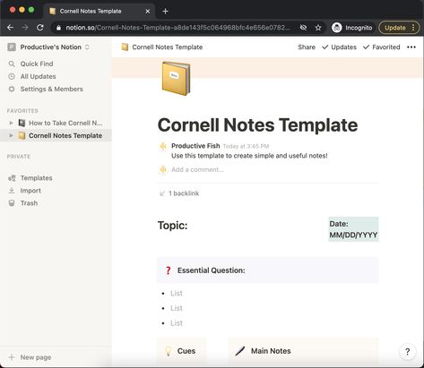 orion template for cornell notes notetaking method for study notes and learning at university Cornell Notes Notion, Class Notes Notion Template, Note Taking Notion Template, Notion Study Notes, Note Taking Notion, Notion Note Taking, Notes Notion Template, Notion Notes Template, Notes Notion