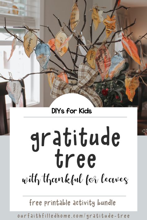 There are so many different ways to hold space for gratitude during the month of November, but one of my new favorite ways is to put together a gratitude tree. Our gratitude tree prompts intentional thankfulness and family conversation during the entire month. It also serves as a decoration that is classic and holds value in our home. Free thanksgiving printables for kids. Grateful Tree Craft, Grateful Art Projects For Kids, Preschool Gratitude Craft, Thanksgiving Gratitude Tree, Gratitude Tree Printable, Gratitude Wreath, Gratitude Crafts, Toddler Sunday School, Family Gratitude