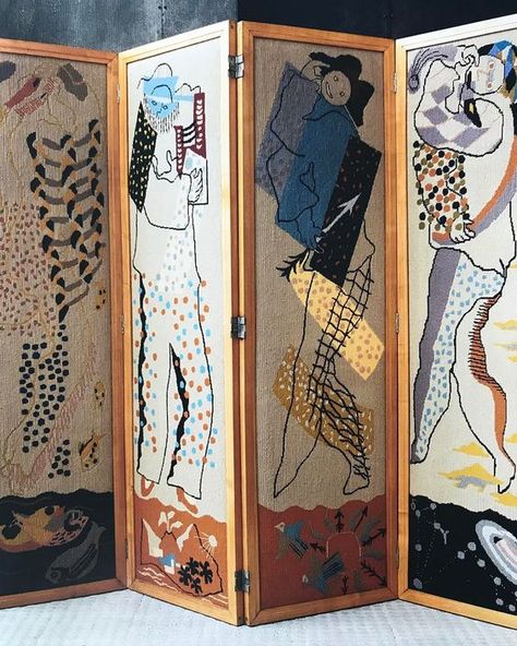 JEAN LURÇAT Pierre Chareau, Folding Screen Room Divider, Textile Studio, Folding Screen, Art Deco Furniture, Architectural Digest, Interior Design Trends, Bohemian Decor, Interior Design Living Room