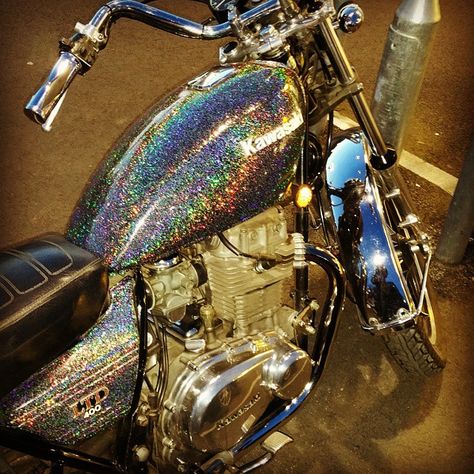 #Motorbike #Motorcycle #Kawasaki #Chrome #Glitter #Iridescent #Bike #Biker #Cool #Sparkle #Wednesday #Rainbow #Colours #Bright #Love Arte Glitter, Motorcycle Art Painting, Motorcycle Kawasaki, Custom Motorcycle Paint Jobs, Motorcycle Helmet Design, Pink Motorcycle, Motorcycle Paint, Car Paint Jobs, Motorcycle Paint Jobs