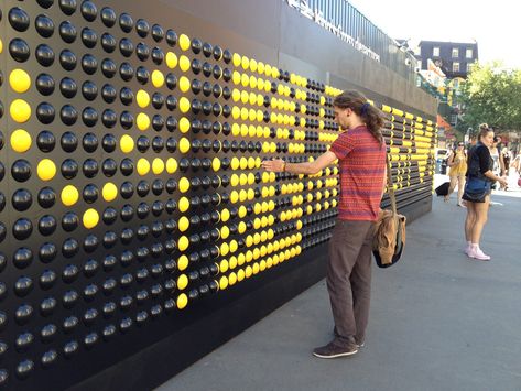 Song Board, 2012, interactive installation, 2 x 35 m, King’s Cross Station, London Black, London, Urban Wall, Interactive Walls, Kings Cross, Wrestling Ring, Dots, Google Search, Wall