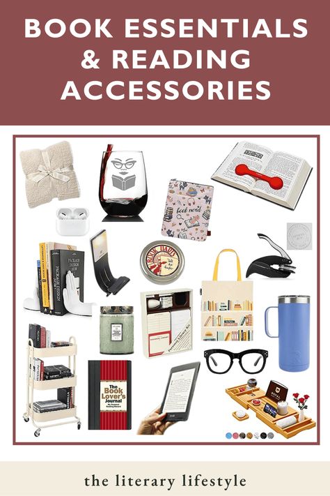 These are the best book essentials and reading accessories that book lovers need to improve their reading life and reading nook. They also make great gift ideas! Click to read more now. Book Accessories Products, Bookworm Essentials, Bookworm Things, Bookish Decor, Literature Gifts, Book Essentials, Reading Accessories, Reading Essentials, Book Things