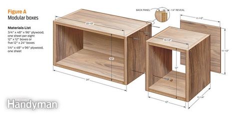 Box shelves are inexpensive, easy to make and highly versatile. Make the DIY shelf combination of sizes and depths you need for any room. Diy Box Shelves, Wood Box Shelves, Woodworking Chair, Woodworking Box, Woodworking Toys, Box Shelves, Woodworking Joinery, Cube Shelves, Woodworking Joints