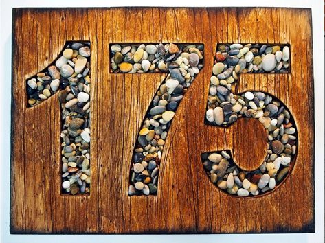 Wood Home Decoration, Custom Address Sign, Custom Wood Decor, Driveway Address Sign Entrance, Unique Address Signs, Outdoor Wood Art, Decorative House Numbers, Wood House Ideas, Unique Wood Projects