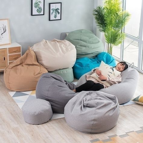 Beanbag | Wish Puff Couch, Tatami Living Room, Large Bean Bag Chairs, Large Bean Bags, Cheap Sofas, Bean Bag Chair Covers, Sofa Chairs, Old Pillows, Bean Bag Sofa