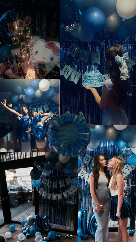 blue themed birthday party Blue Themed Birthday Party, Blue Themed Birthday, Blue Birthday Themes, Queen Birthday Party, Mary Birthday, Blue Sweet 16, Seventeenth Birthday, Sweet Sixteen Birthday Party Ideas, 17th Birthday Ideas