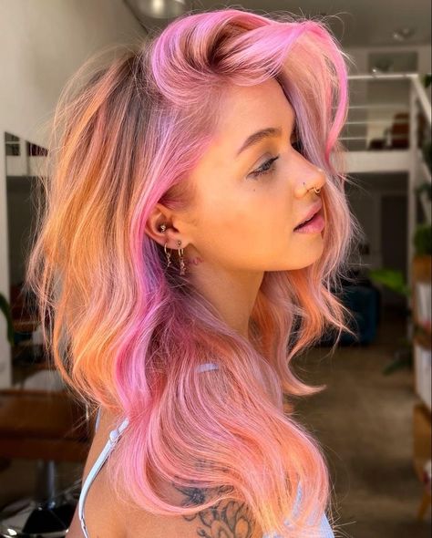 Pink And Orange Hair, Creative Hair Color, Candy Hair, Lavender Hair, Pastel Hair, Fall Hair Color, Hair Inspiration Color, Orange Hair, Hair Inspo Color