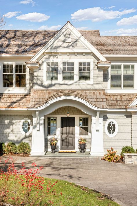 A lakeside cottage retreat with beautiful details on Lake Minnetonka Eyebrow Roof, Small Wet Bar, Minnetonka Minnesota, Lake Minnetonka, Cottage Retreat, Lakeside Cottage, Classic Cottage, Gorgeous Tile, Custom Home Builders