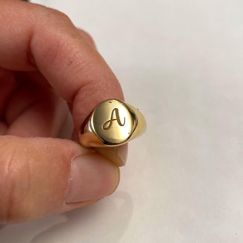 Engraved Rings Personalized, David Ring, Family Crest Rings, Ring Initial, Pinky Signet Ring, Gold Pinky Ring, Signet Rings Women, Seal Ring, Engraved Ring