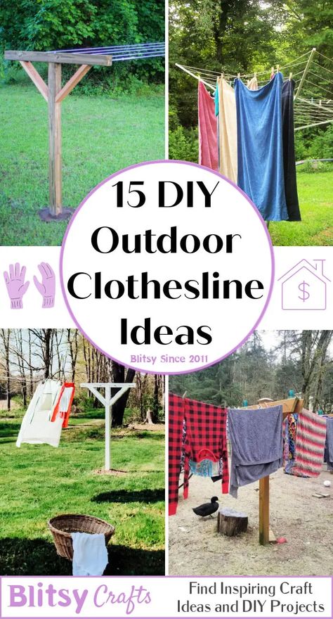 Outdoor Laundry Line Ideas, Clothes Lines Outdoor Diy, Diy Clothing Line Outdoor, Laundry Drying Rack Ideas Outdoor, Ideas For Drying Clothes, Clothes Drying Line Outdoor, Washing Lines Ideas Outdoor, Outside Clothes Line Ideas Backyards, Laundry Clothes Line