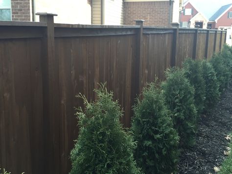 Our Coffee Brown fence stain makes this fence blend right into the landscape in Nolensville, TN. Brown Fence, Fence Stain, Backyard Remodel, Side Yard, Wood Fence, Walnut Stain, Coffee Brown, Garden Fence, Coffee Colour