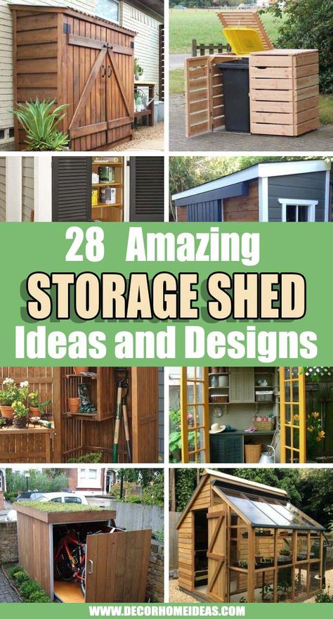 Shed For Tools Outdoor Storage, Build Your Own Storage Shed, Wood Garden Shed Ideas, Front Yard Storage Ideas, Small Tool Shed Diy, Outside Closet Storage Ideas, Driveway Storage Ideas, Diy Garden Sheds Easy, Small Outdoor Storage Shed