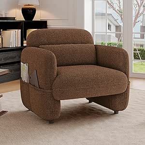 Brown Chair Living Room, Cheap Accent Chairs, Brown Accent Chair, Comfy Armchair, Upholstered Bedroom, Brown Chair, Accent Chair Set, Teddy Fabric, Lounge Chairs Living Room