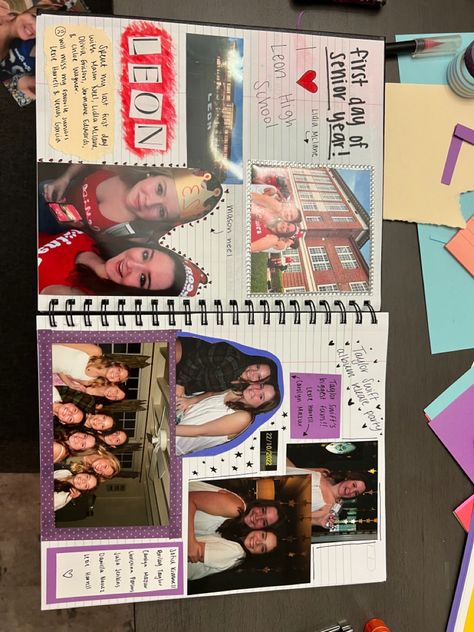 18th Birthday Scrapbook Ideas Layout, High School Photo Album Ideas, Senior Year Scrapbook Page Ideas, Binder Scrapbook Ideas, Exchange Student Scrapbook, Scrapbooking Senior Year, Middle School Scrapbook Ideas, Junior Year Scrapbook Ideas, Scrapbook Ideas Sisters