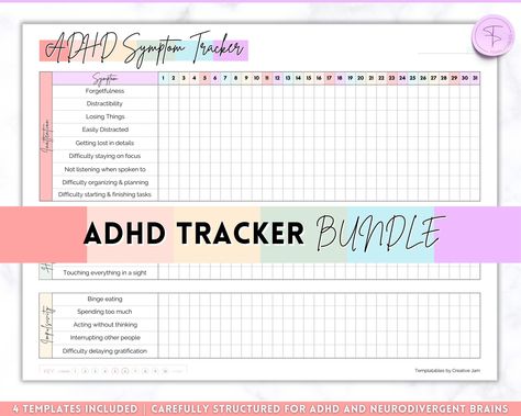 Printable ADHD trackers to help adults manage symptoms, track behaviors, maintain good habits, and stay organized. Includes monthly symptom tracker, behavior tracker, hygiene & habit tracker, cleaning daily planner, and to-do Symptoms Tracker, Neurodivergent Brain, Daily Planner To Do List, Behavior Tracker, Symptom Tracker, To Do List Printable, Household Binder, Planner To Do List, Life Binder