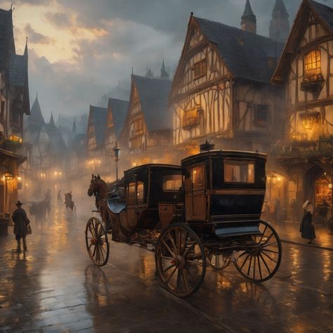 Victorian Town Aesthetic, Carriage Aesthetic, Victorian Fantasy Art, Outlander Aesthetic, Victorian Town, Town Drawing, Victorian Street, Perjalanan Kota, Victorian Mansion