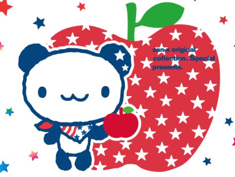 Cute Kawaii Posters, Panda Apple Sanrio, Kawaii Fruits Illustration, Cute Panda Illustration, Apple Cartoon, Cute Motifs, Panda Babies, Kawaii Toys Japan, Ueno Zoo