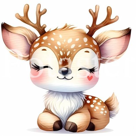 Decorating Nursery, Deer Watercolor, Deer Clipart, Deer Illustration, Vector Art Design, Cute Deer, Animated Animals, Cute Animal Clipart, Cute Watercolor