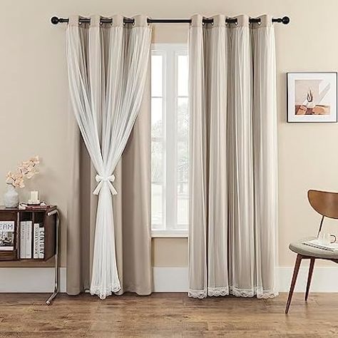 Amazon.com: Estelar Textiler Brown and Greyish White Gradient Blackout Curtains for Bedroom, Thermal Insulated Ombre Blackout Drapes, Full Room Darkening Energy Saving Curtains for Living Room,52Wx84L,2 Panels : Home & Kitchen Sheer Curtains With Blackout Curtains, Drape Panel, Curtains Living, Blackout Drapes, Sheer Overlay, Curtains Bedroom, Sheer Curtains, Curtains Living Room, Blackout Curtains