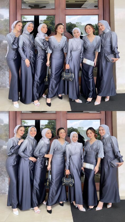 Baju Bridesmaid Hijab, Ootd Kondangan Hijab Styles, Sports Hijab, Dress Kondangan, Kebaya Dress, Hijab Ootd, Hijab Dress, Kebaya, Ootd