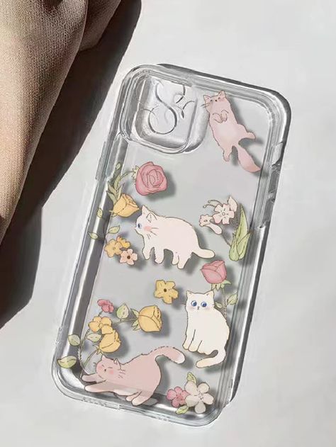 Cat Phone Case Aesthetic, Cat Phone Case, Cats Case, Cat Phone, Cats Phone Case, Anime Accessories, Floral Phone Case, Aesthetic Phone Case, Clear Phone Case