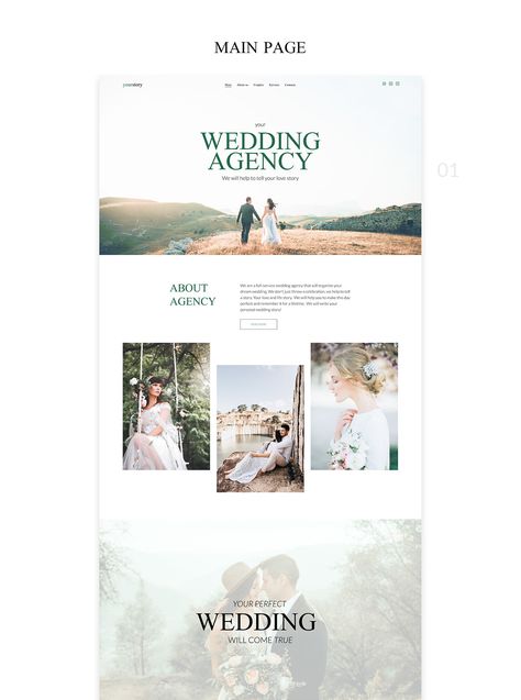 Website for Wedding Agency :: Behance Wedding Website Design Layout, Wedding Advertising Design, Website Wedding Design, Wedding Sites Ideas, Wedding Site Design, Wedding Web Design, Wedding Invitation Website Design, Wedding Design Graphic, Wedding Package Design