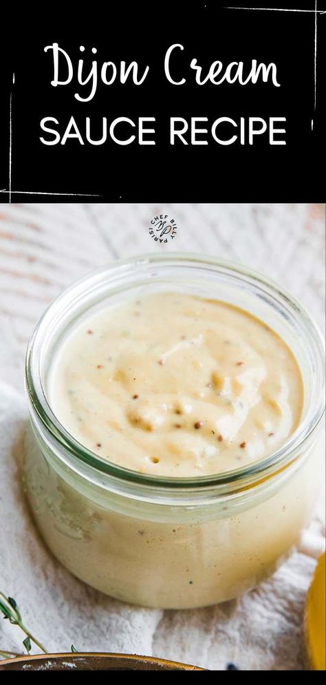 This simple-to-prepare Dijon cream sauce recipe comes together in minutes and goes fantastic on beef, chicken, pork, fish, and vegetables. You will love the bold flavors from this. A sauce can make or break any meal; I believe the easier to prepare, the better. Try out my chimichurri sauce or Herb and Garlic Butter that goes great on everything. Dijon Cream Sauce Recipe, Cream Sauce For Fish, Dijon Butter, Fish Sauce Recipe, Creme Fraiche Sauce, Bechamel Recipe, Bernaise Sauce, Dijon Cream Sauce, Hamburger Sauce